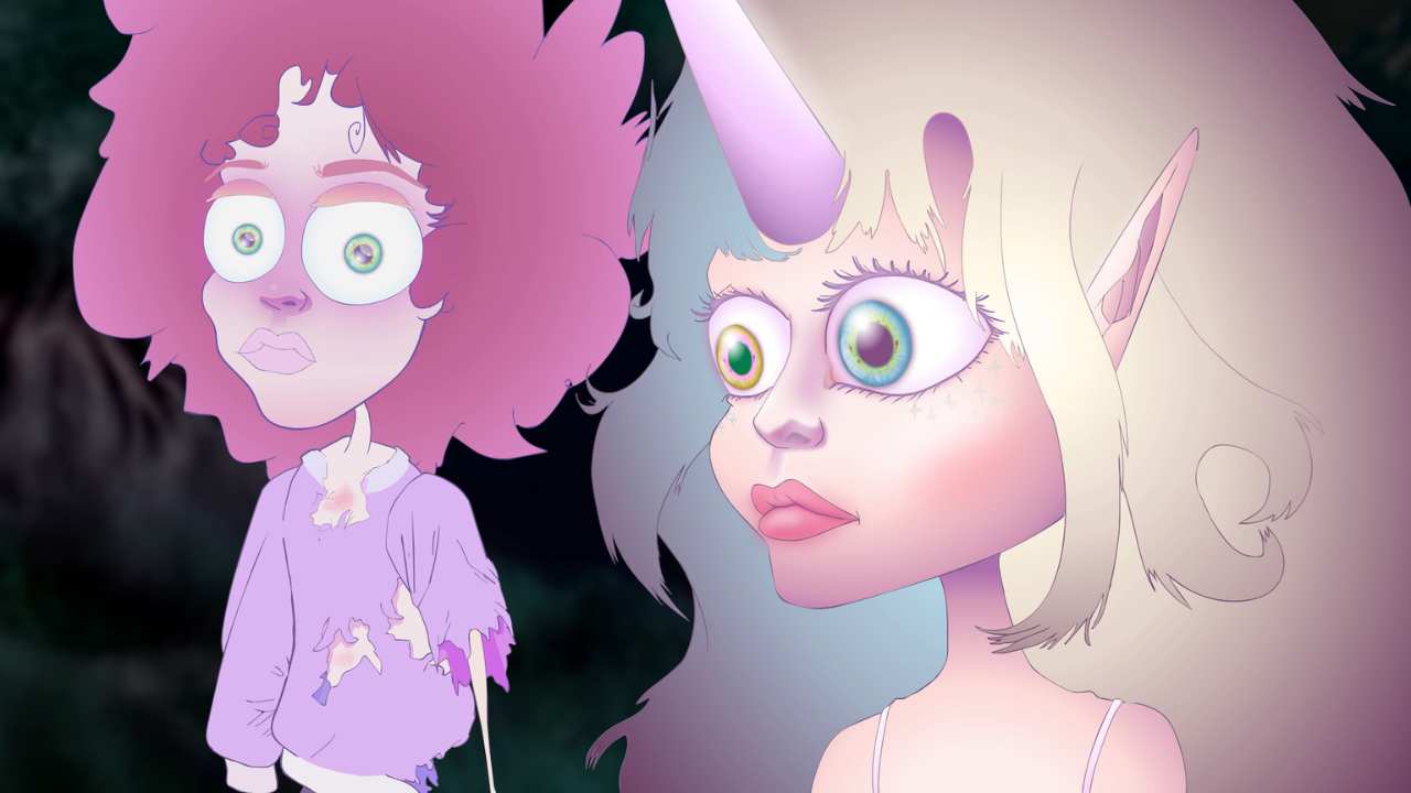 a person next to a unicorn